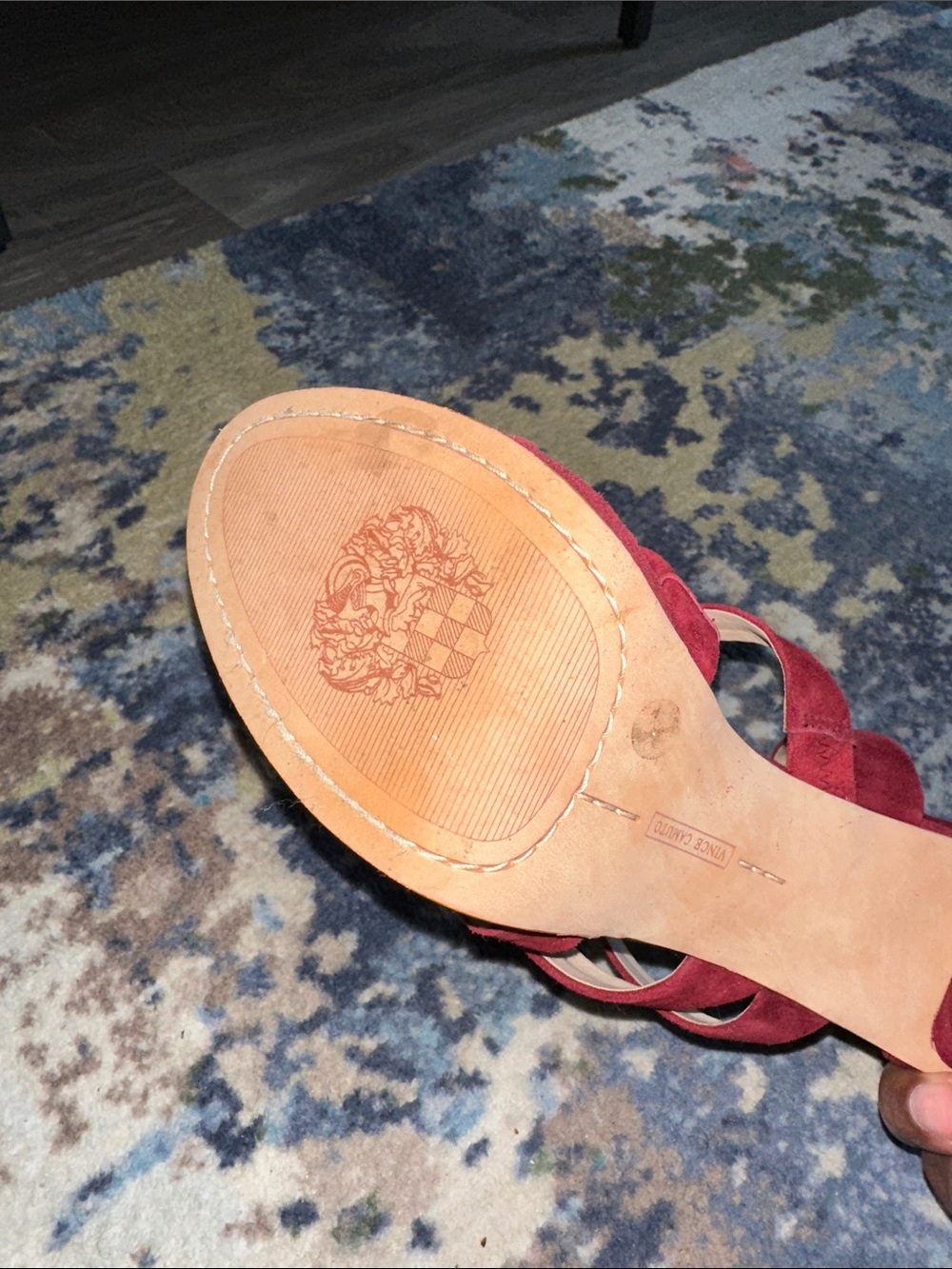 Vince Camuto Women's Wine Red Suede Strappy Platform Heels - Picture 7 of 7